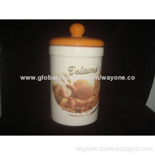 Ceramic Biscuit Jar with Fruit Design, Can Be Also Used for Tea/Coffee/Sugar, Food-safe